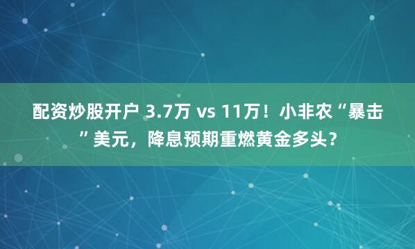 配资炒股开户 3.7万 vs 11万！小非农“暴击”美元，降息预期重燃黄金多头？